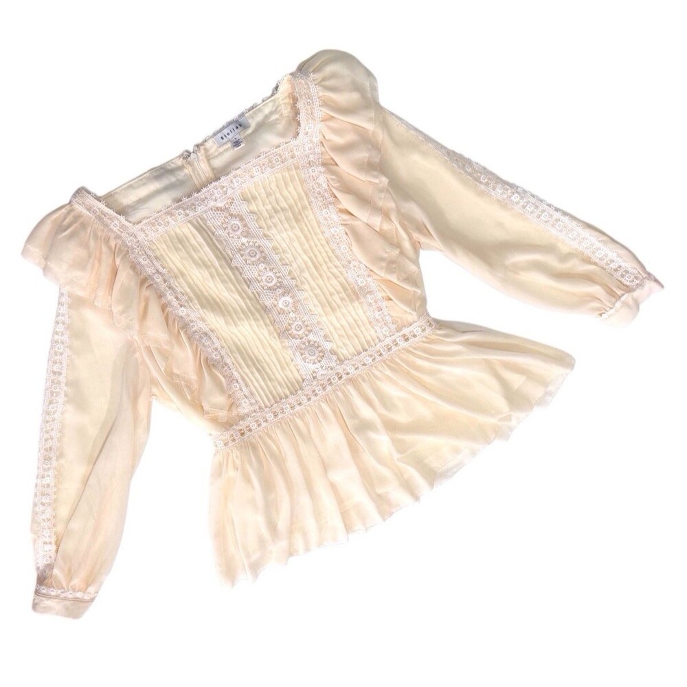 Stellah Large Romantic BOHO Lace Fairytale Detailed Fluttery Ivory Blouse Women - Picture 12 of 16